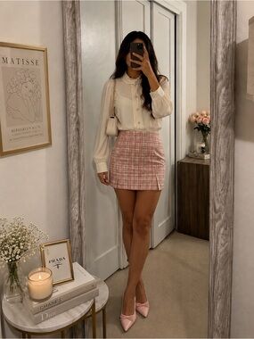ZARA blouse satin effect jewel button